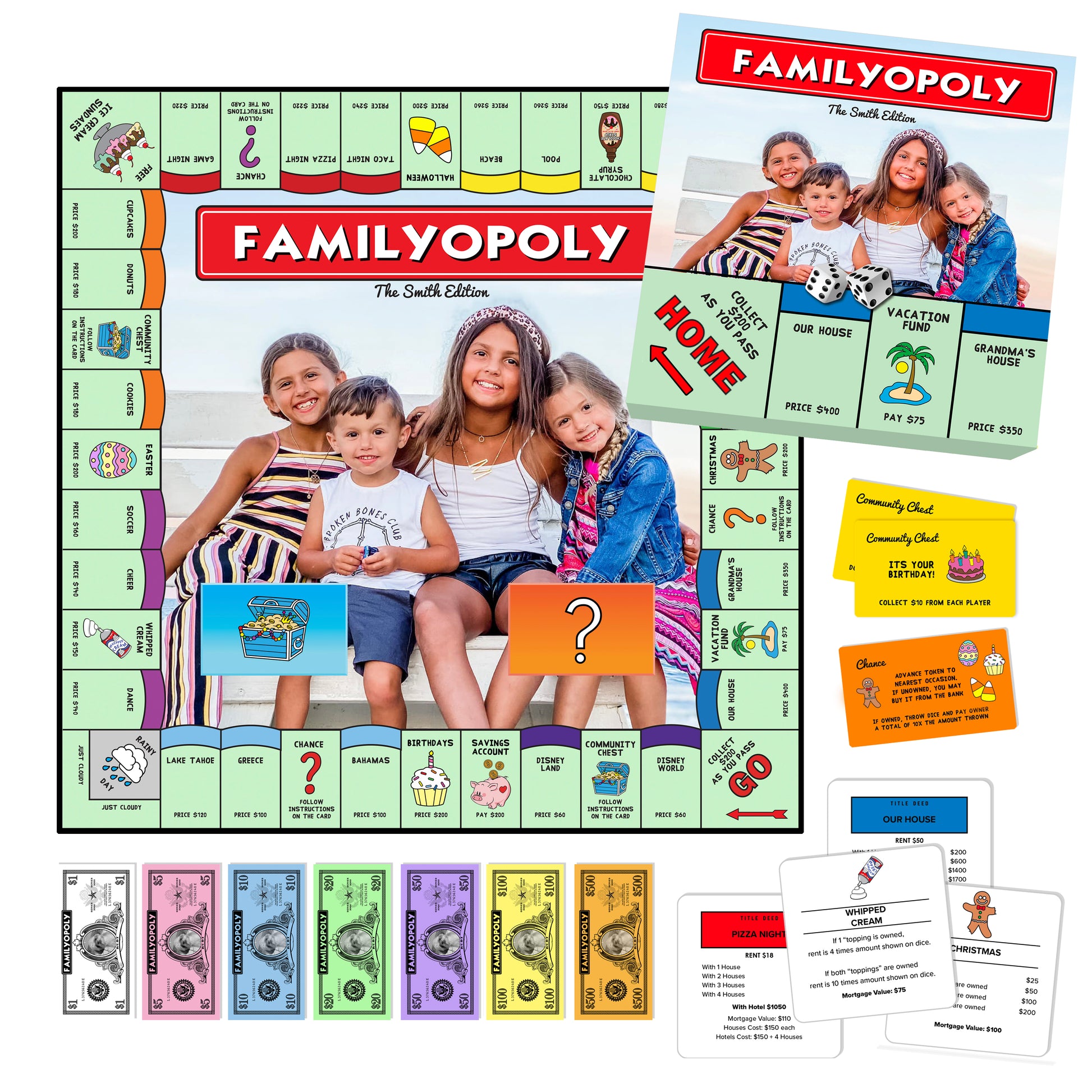 Custompoly Board Game, Personalized Board Game, Customized Gift,  Personalized Gift, Board Game-complete Game 